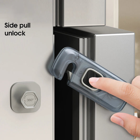 5pcs Home Refrigerator Lock Self-Adhesive Fridge Freezer Door Catch Lock Toddler Kids Child Cabinet Safety Lock Baby Safety Lock