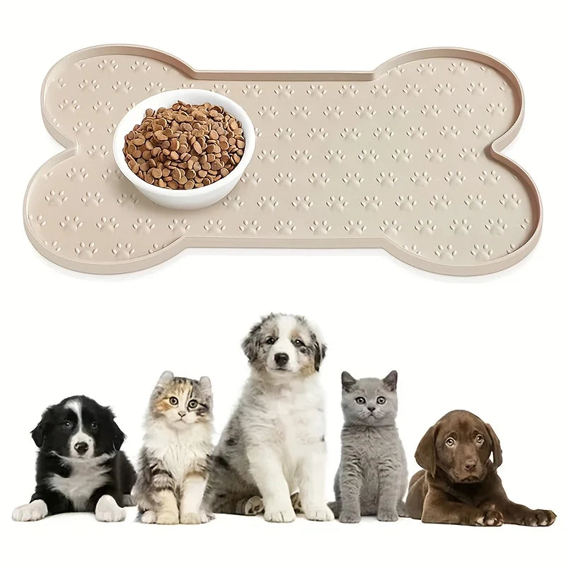 Silicone Dog Feeding Mat,Non-Slip Pet Food Pad Washable Waterproof Dog Cat Feeding Tray,Durable Food Bowl Placemat for All Breed