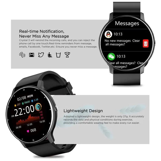 Fashion Men's Smart Watch Full Touch Screen Sports Fitness Tracker IP68 Waterproof Bluetooth Smartwatch for Men Women Smartphone