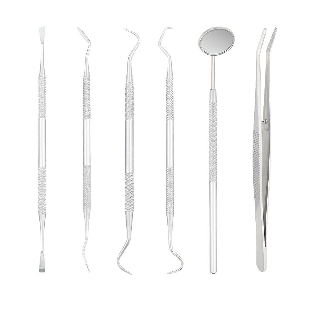 Dental Mirror Stainless Steel Dental Instrument Dentist Tool Set Probe Tooth Care Kit Tweezer Hoe Sickle Scaler