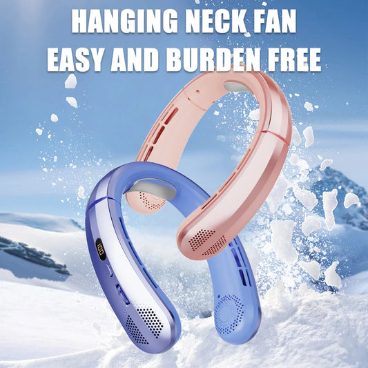 2025 Mini Neck Fan Hanging Neck Fan Portable Leaveless Air Conditioner Digital Display Air Conditioner Charging Neck Fan