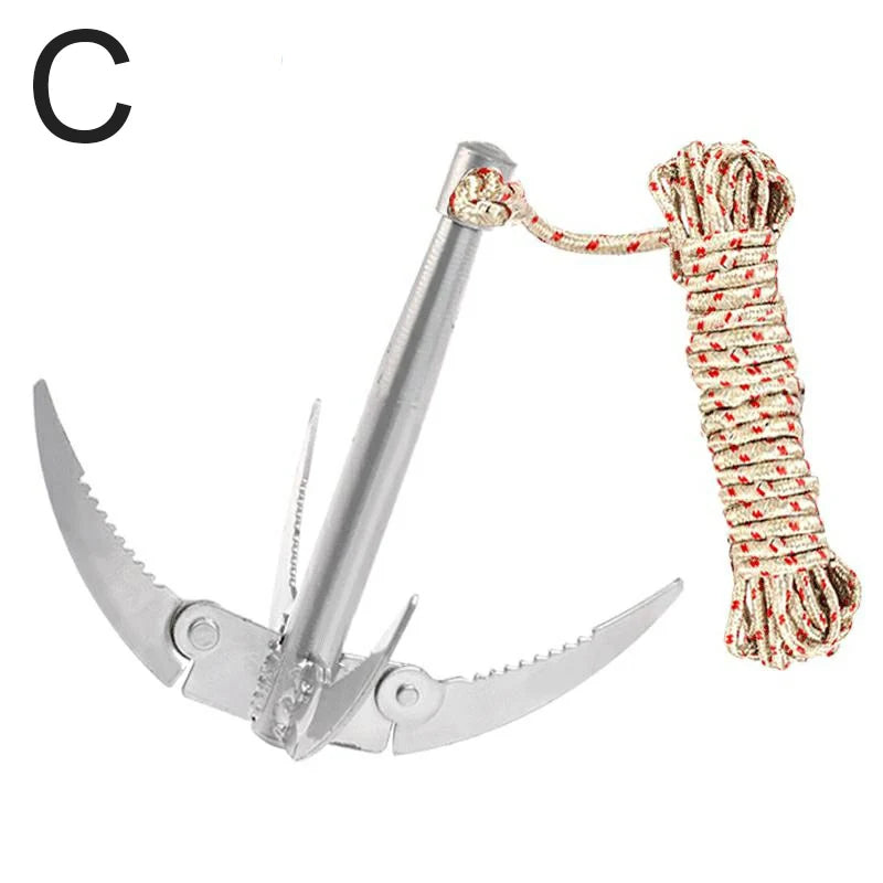 Outdoors Grappling Hook Survival Tool With Rope Folding Boats Anchor Sturdy Durable For Small Boat Canoes Fishing Supplies