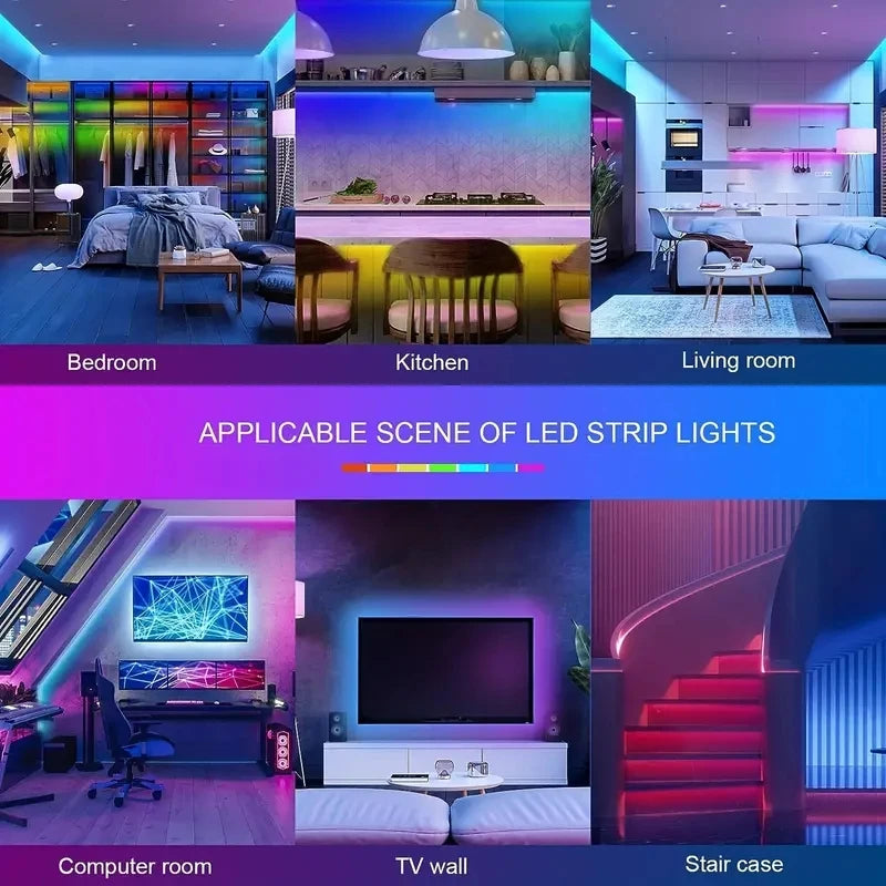 100ft(2 Rolls Of 50ft)LED Lights,RGB Color Changing Music Sync LED Lights Strip,Phone App Control LED Rope Lights For Bedroom