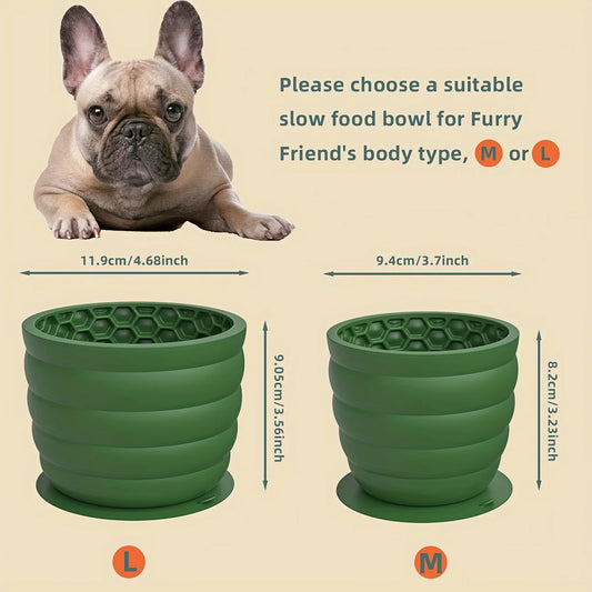 Silicone Slow Feeder Dog Bowl with Suction Cup - Non-Slip, Healthy Eating Pet Dish for Small Breeds