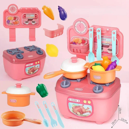 Kitchen Toys Imitated Chef Light Music Pretend Cooking Food Play Dinnerware Set Safe Cute Children Girl Toy Gift Fun Game Gifts