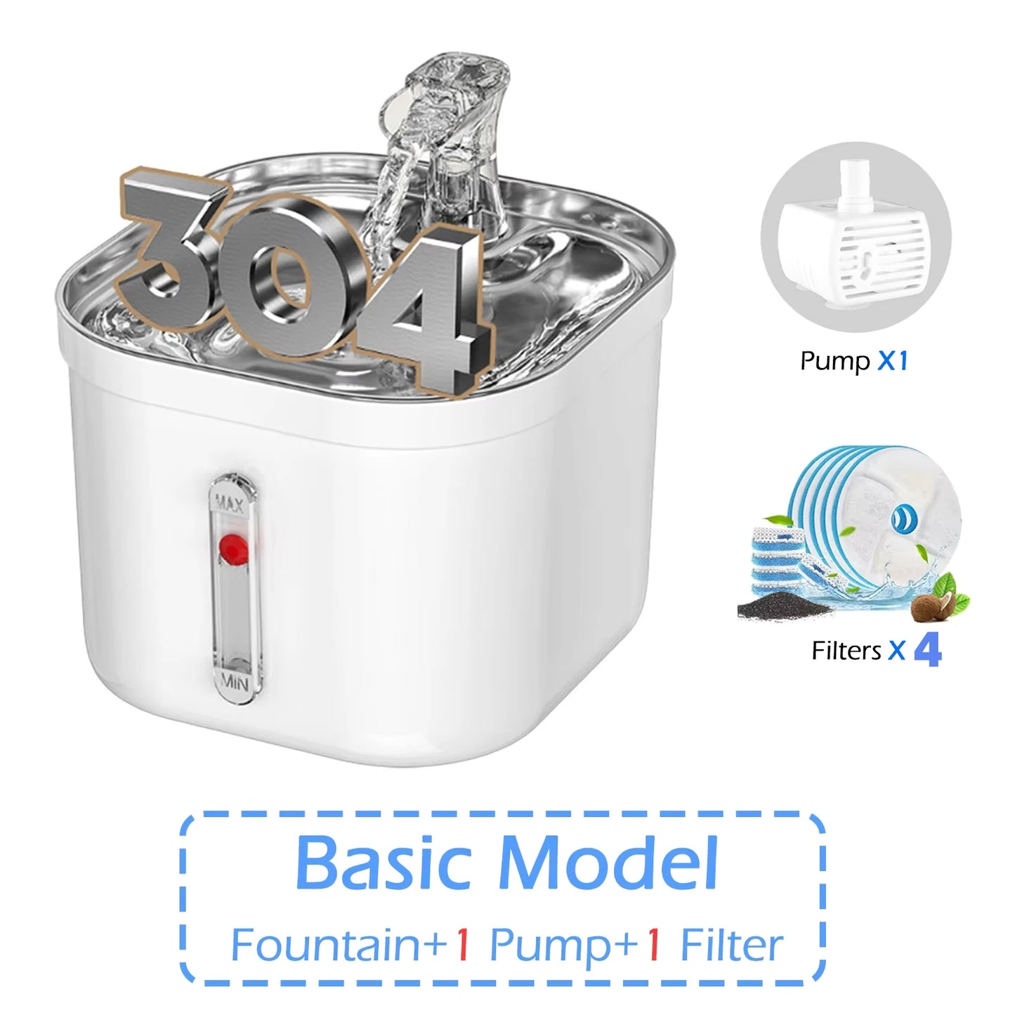 Cat Water Fountain Stainless Steel Pet Water Fountain for Cats Inside 1Filters&Ultra-Quiet Pump 2.2L/73oz Dog Pet Water Fountain