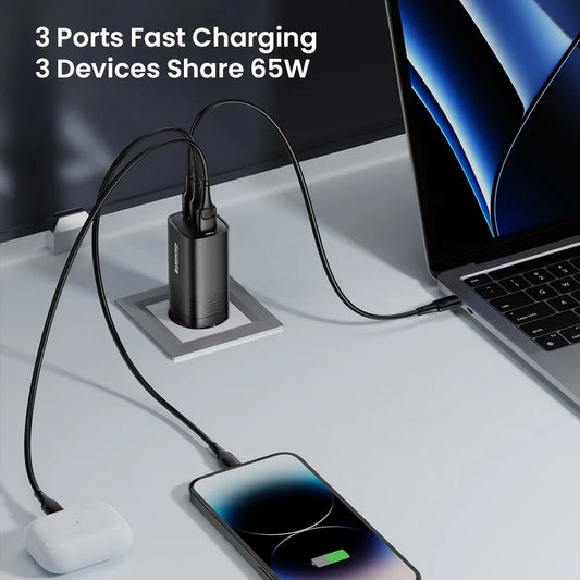 65W GaN USB Type C Fast Charger For Laptop PPS 45W PD QC 3.0 Quick Charge For iPhone 14 13 Samsung Xiaomi Realme Phone Charger