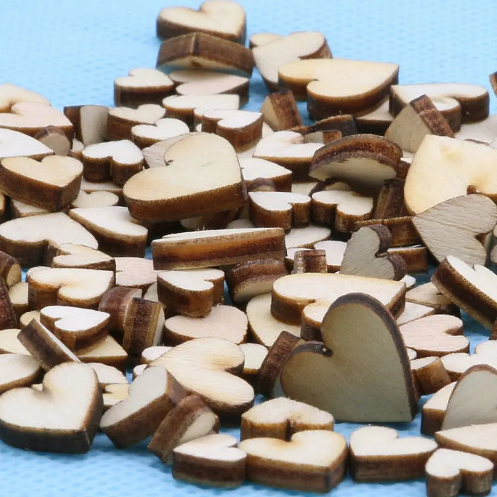 100Pcs Wooden Love Heart Table Scatter DIY Crafts Accessories Wedding Decoration Accessories Cute Home Sewing Accessories