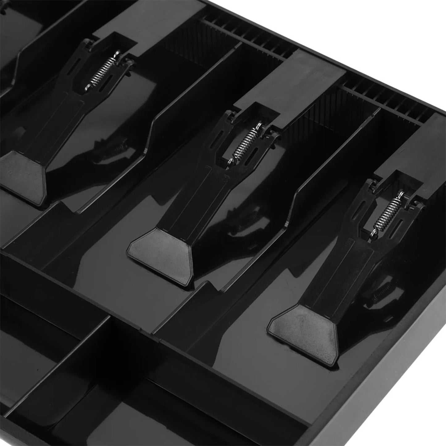 Five Grids Cash Drawer Register Insert Cash Coin Tray Cashier Tidy Storage Safe Box Black Plastic