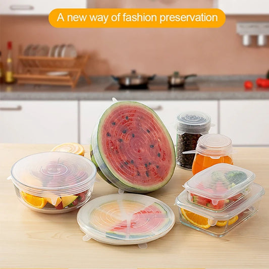 Silicone Food Preservation Cover Stretch Lids Keeping Fresh Seal Bowl Microwave Lids Reusable Plastic Wrap Kitchen Accessories