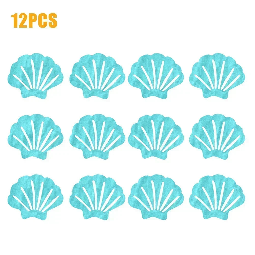12pcs Shell Shape Anti Slip Stickers Anti Slip Bath Grip Stickers Shower Strips Pad Waterproof Adhesive Floor Safety Tape