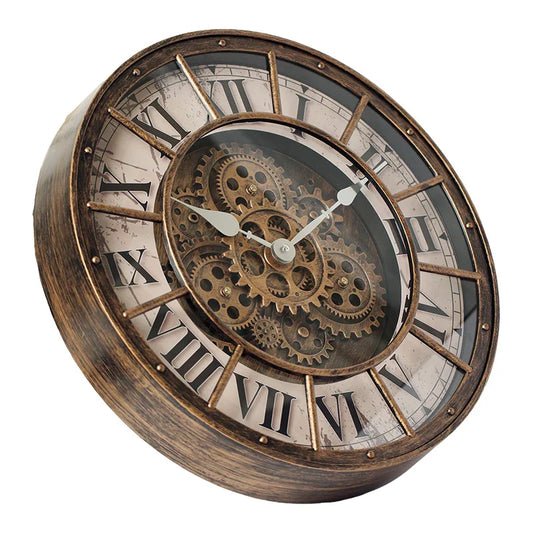 Fashions Gears Wall Clock Industrial Retro Wall Clock Living Room Decorative Wall Clock Stylish Silent Wall Clock Quartz Clock