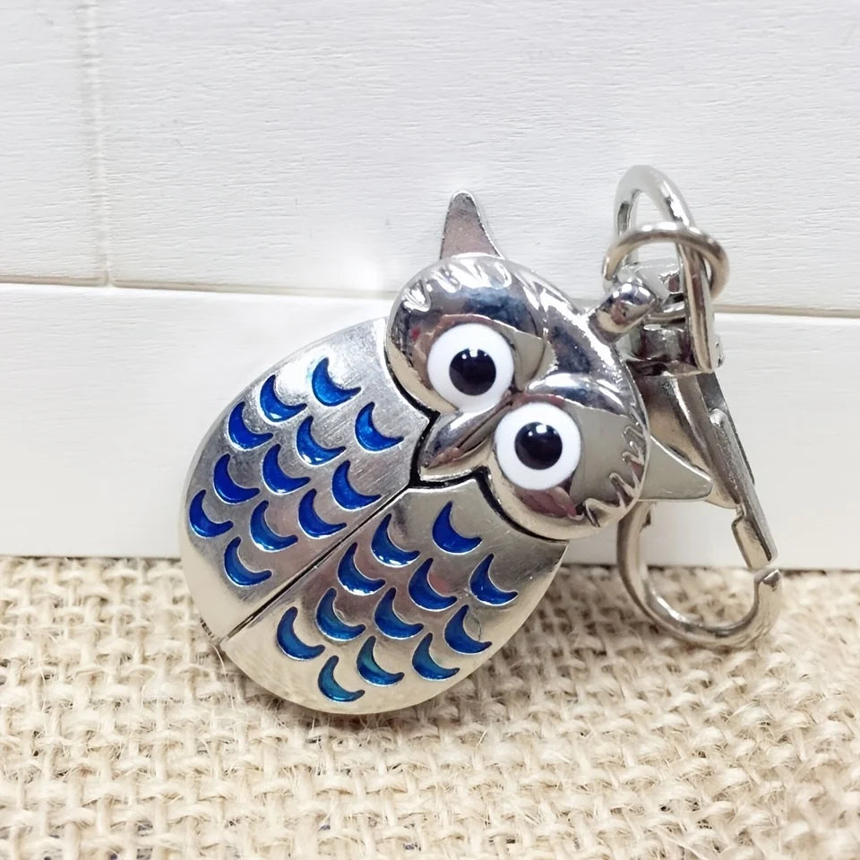 1PC Rainbow Owl Keychain Watch Cartoon Flip Creative Pocket Watch Necklace Watch Women's Watch Student Watch Primary School Stud