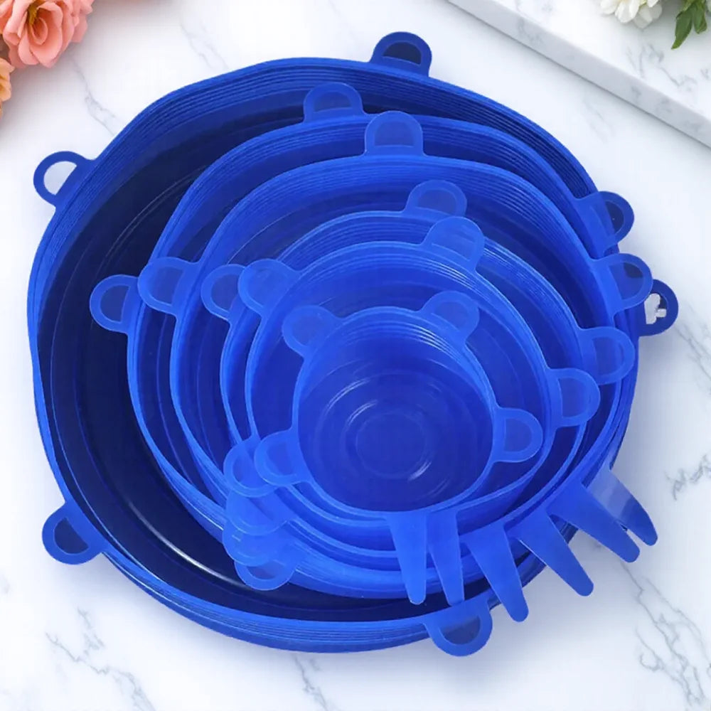 6PCS Silicone Stretch Lids for Food Freshness Reusable Durable Expandable Covers for Kitchen and Food Storage
