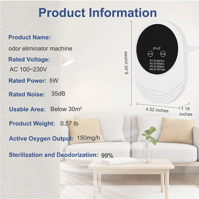 AT21-2X Odor Eliminator For Strong Odor Odor Removal Air Ionizers For Home, Pets,Toilet,Wardrobe, Bedroom,Kitchen,Us Plug