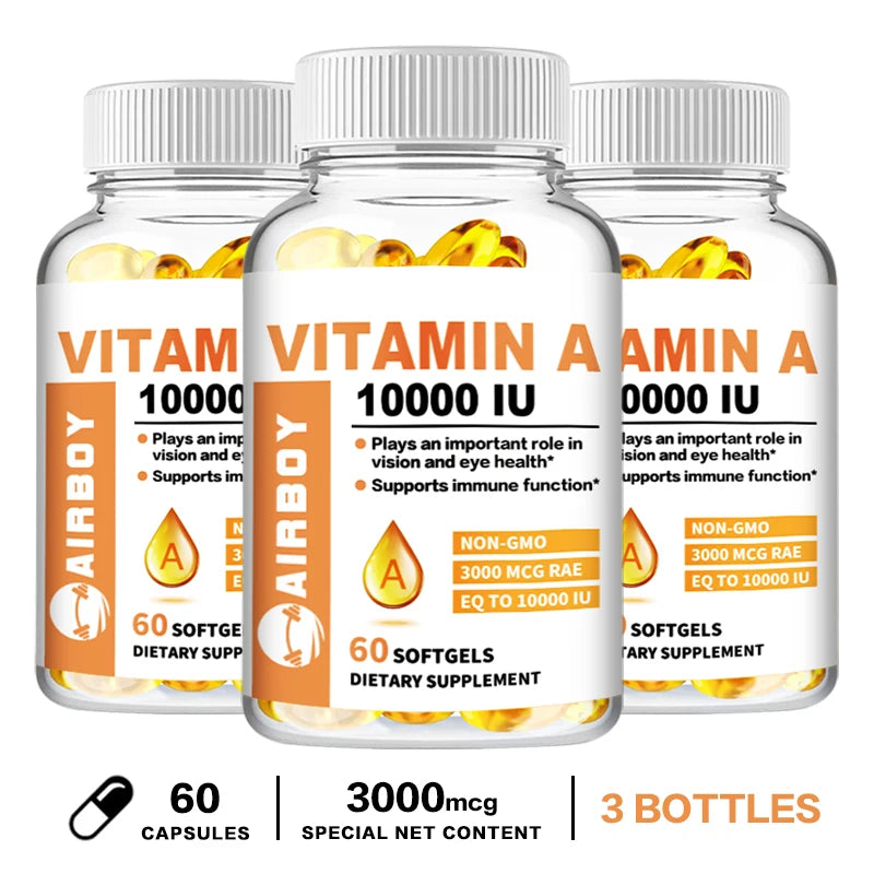 Vitamin A Capsules 3000mcg - Supports Healthy Vision & Immune System - Non GMO