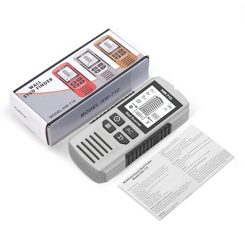 HW-710 Handheld Metal Detector Nail Finder with High-Definition LCD Display Six-in-One Wall Detector for Home Improvement