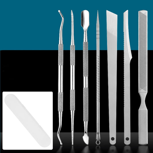 3-6pcs Stainless Steel Manicure Pedicure Knife To Remove Dead Skin Calluses Thick Hard Nail Clippers Acne Needle Pick Tool Set