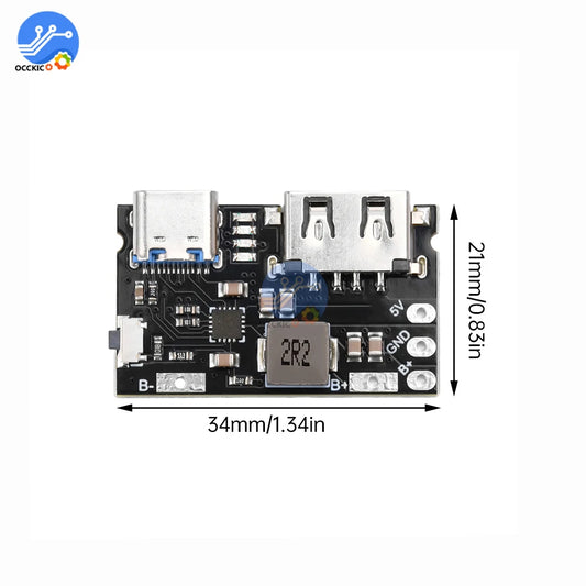 5V TYPE C + USB A 2.4A Charger Discharger Module Single Lithium Battery Charger Board Supports Charging And Discharging