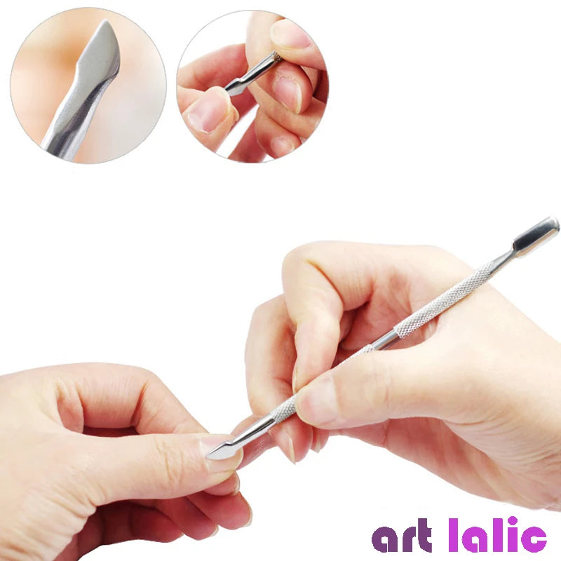 4pcs/Lot Stainless Steel Cuticle Remover Double Sided Finger Dead Skin Push Nail Cuticle Pusher Manicure Nail Care Tool