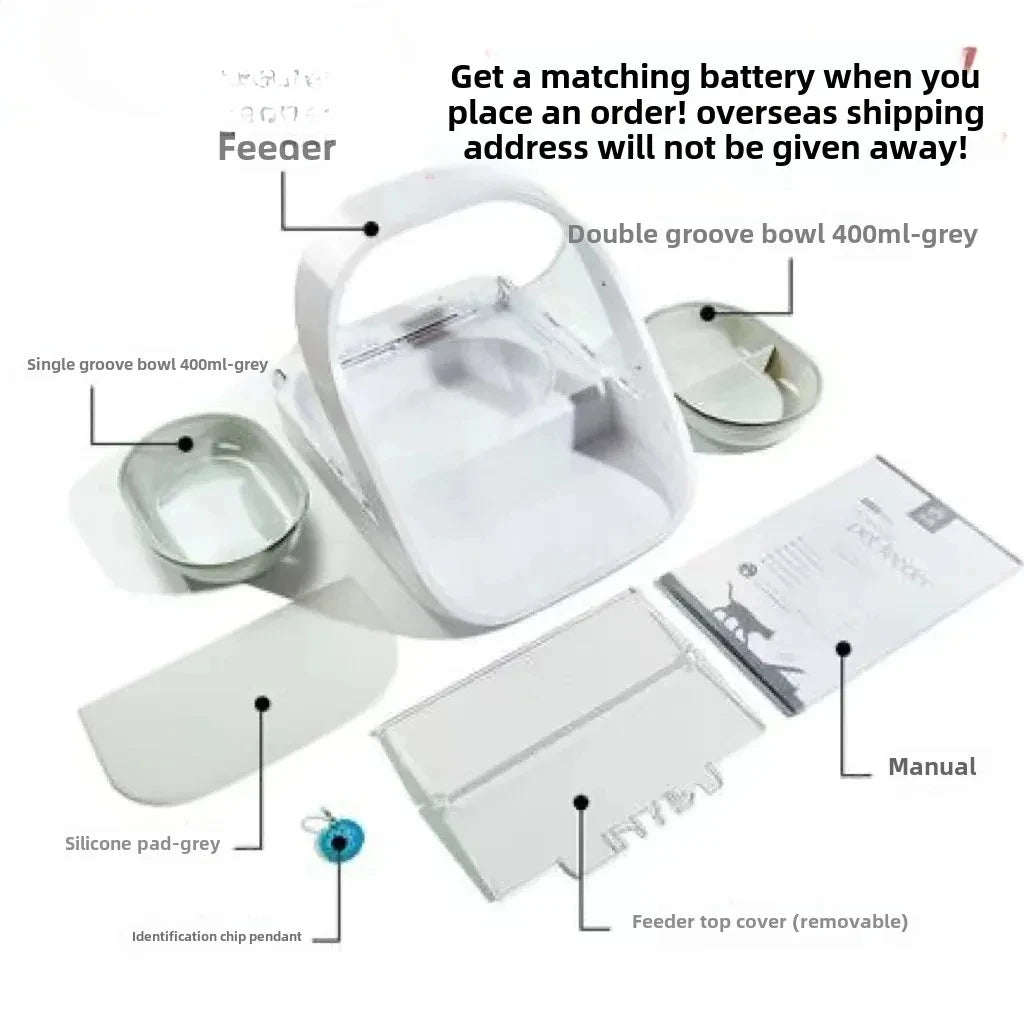 Surefeed smart chip recognition induction multi-cat automatic feeder wet food preservation pet cat bowl insect control gift chip