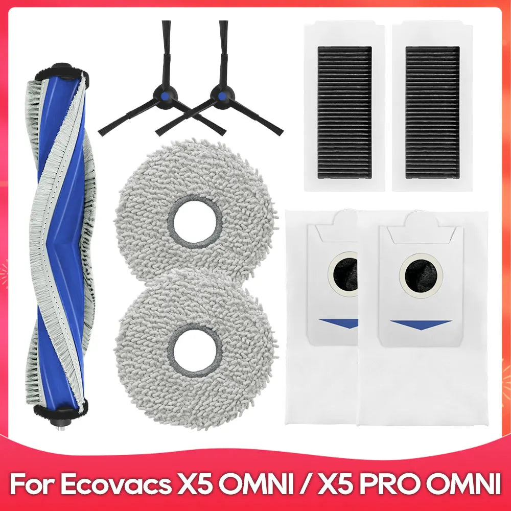 Fit For ( ECOVACS X5 OMNI / X5 PRO OMNI ) Part Accessories Main Side Brush Filter Mop Cloth Dust Bag Robot Vacuum Cleaner Kit
