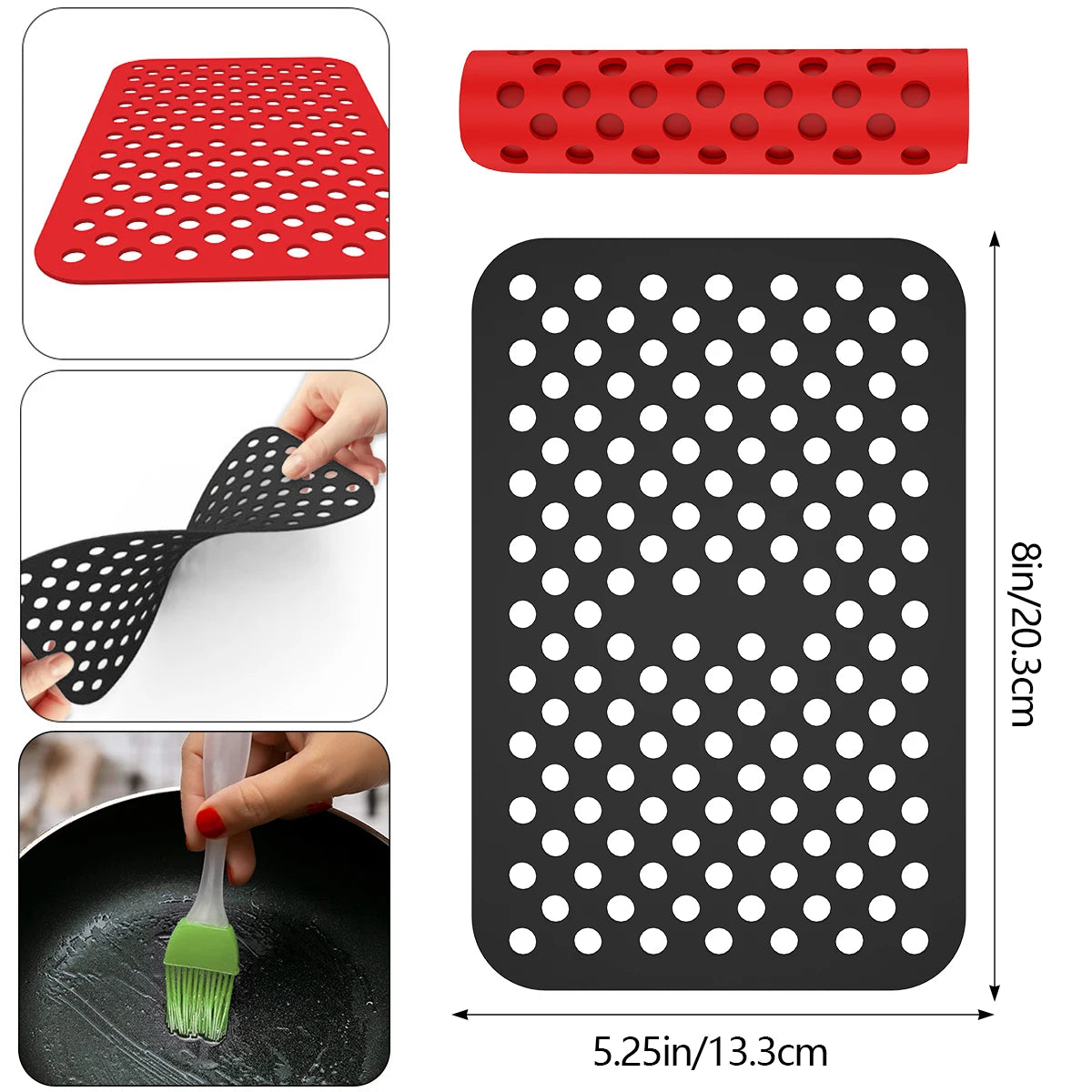 Air Fryer Silicone Mat Reusable Air Fryer Liners Non-Stick Silicone Mats Kitchen Accessories Baking Mat Pastry Tools Bakeware