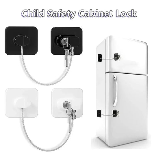 Baby Child Safe Refrigerator Lock with Key Code Lock Baby Safety Cabinet Lock Sliding Wardrobe Door Lock Home Limiter Safety