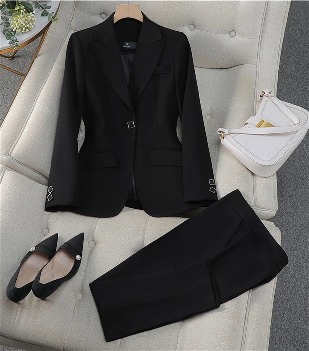 Tailor Made Women Suits Office Ladies Female Business Work Wear 2 Pieces Set Formal Blazer Suits (Jacket+Pants)