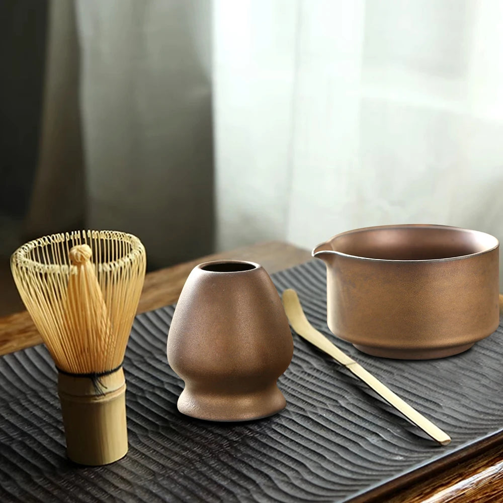Matcha Set Japanese Tea Set Includes Matcha Bowl with Spout Matcha Whisk Holder Bamboo Matcha Whisk and Scoop Ceramic Matcha Kit