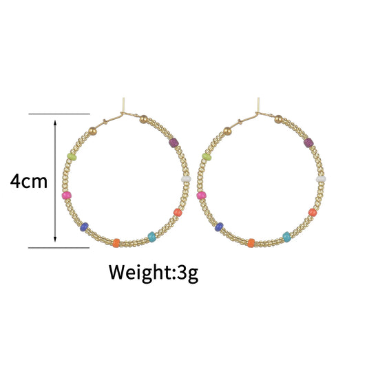Bohemian Fashion Colored Beaded Earrings Exquisite Round earring For Women Handmade Summer Beach Jewelry Accessories Gifts