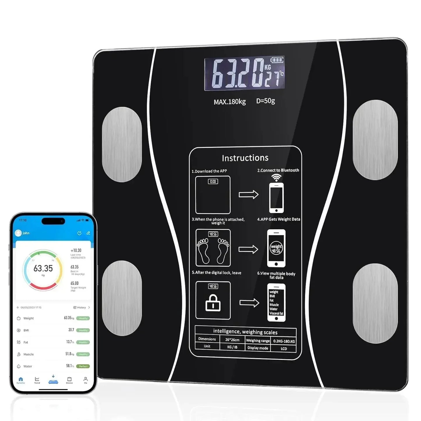 Electronic Scale Smart Bluetooth Weighing Human Charging Simple Weight Scale Weighing Household Fat Body Fat Measurement Scale