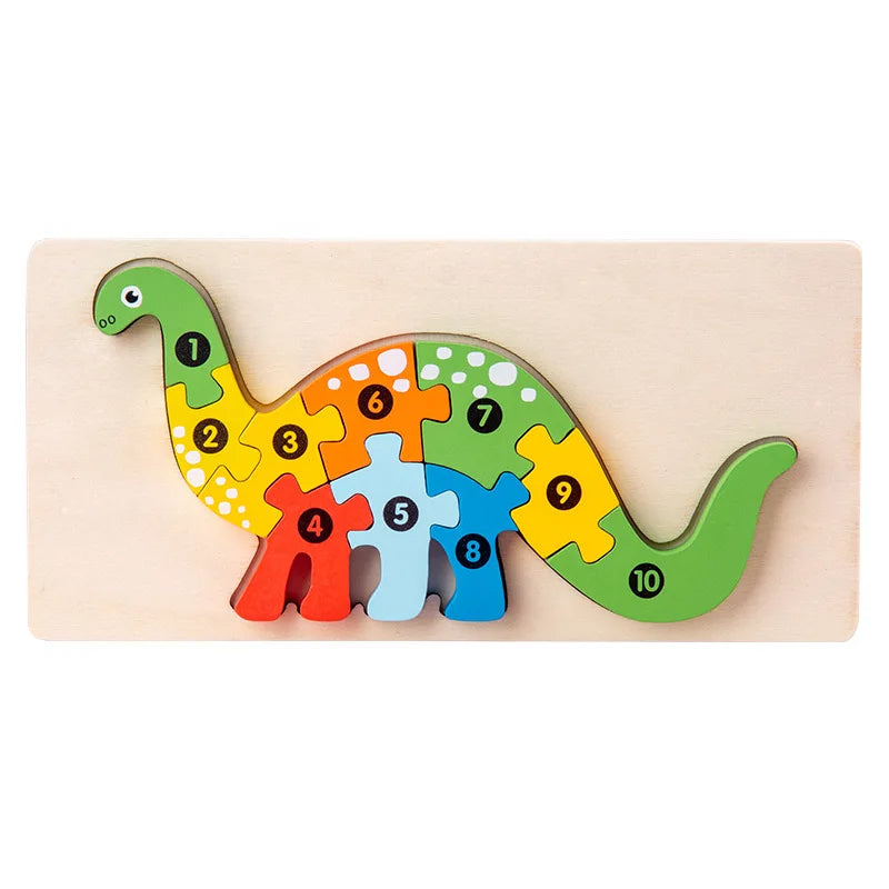 3D Colored Puzzles for Children 2 years old+, Jigsaw, Wooden Toys, Cartoon, Animal, Traffic, Intelligence, Early Education