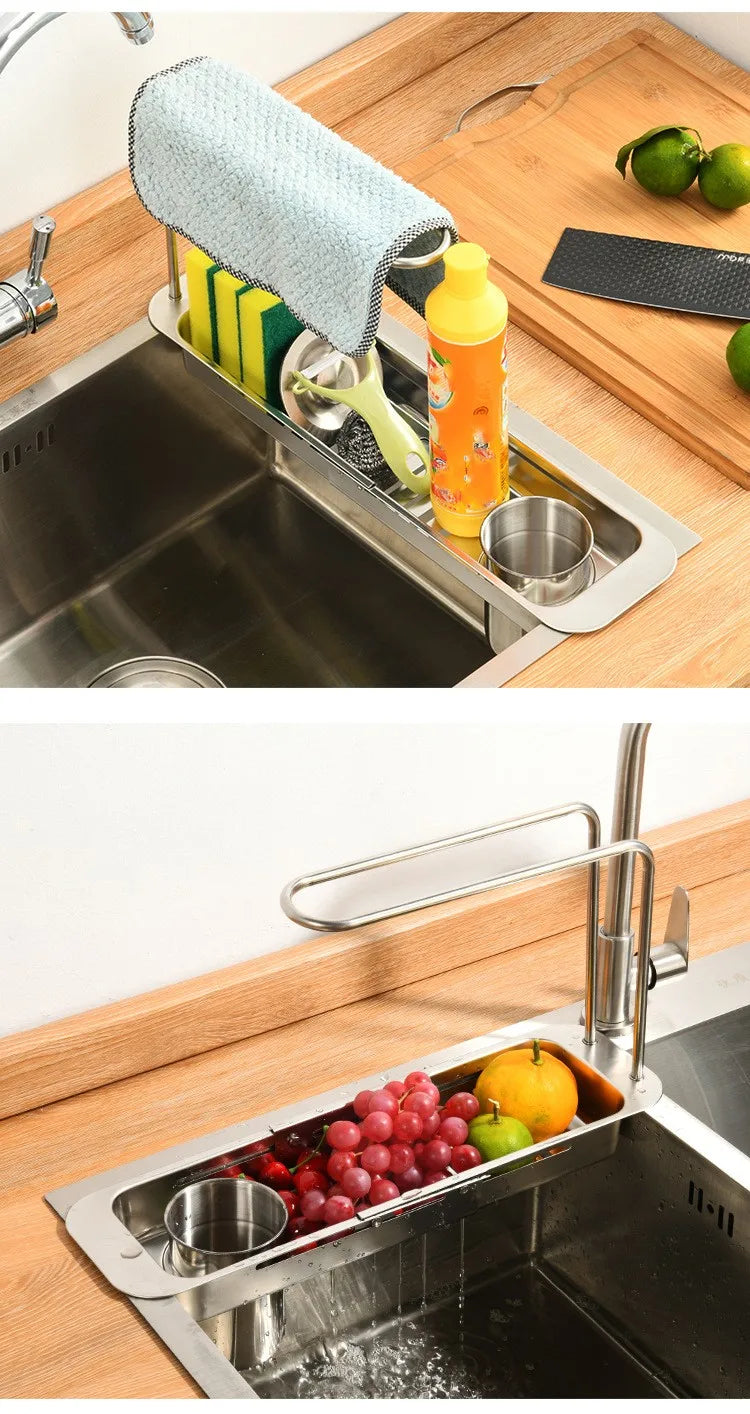 0136Telescopic sink shelf kitchen Telescopic sink holder sink sponge basket rack holder Telescopic sink holder