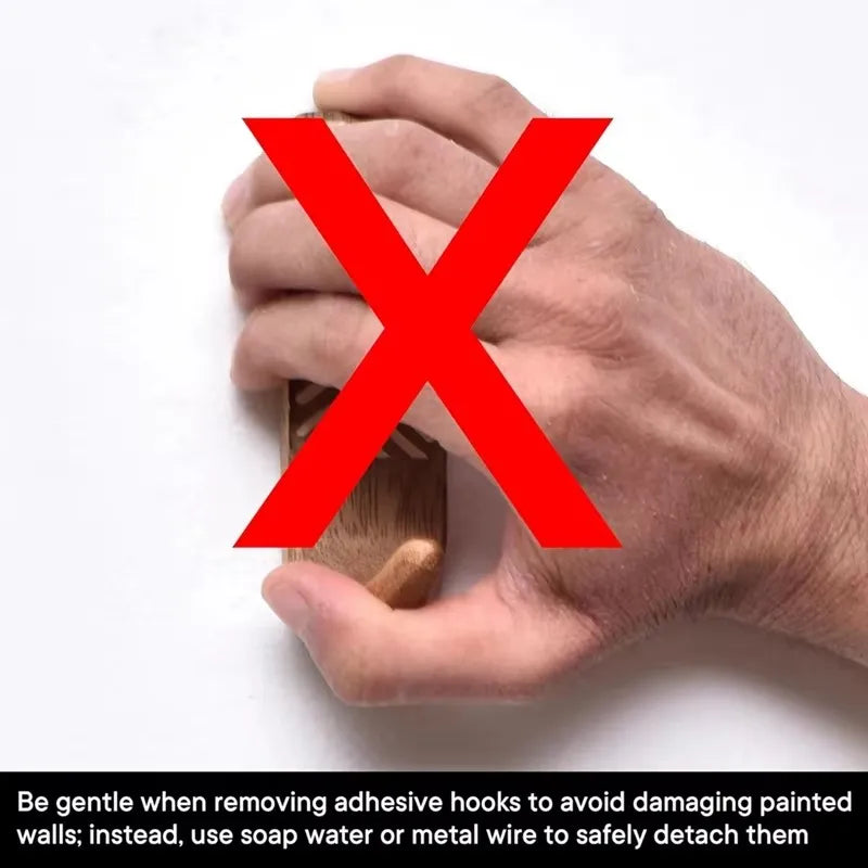 Non-Destructive Wood Wall Hooks - Adhesive Wall Hooks - Boho Decorative Wall Hooks