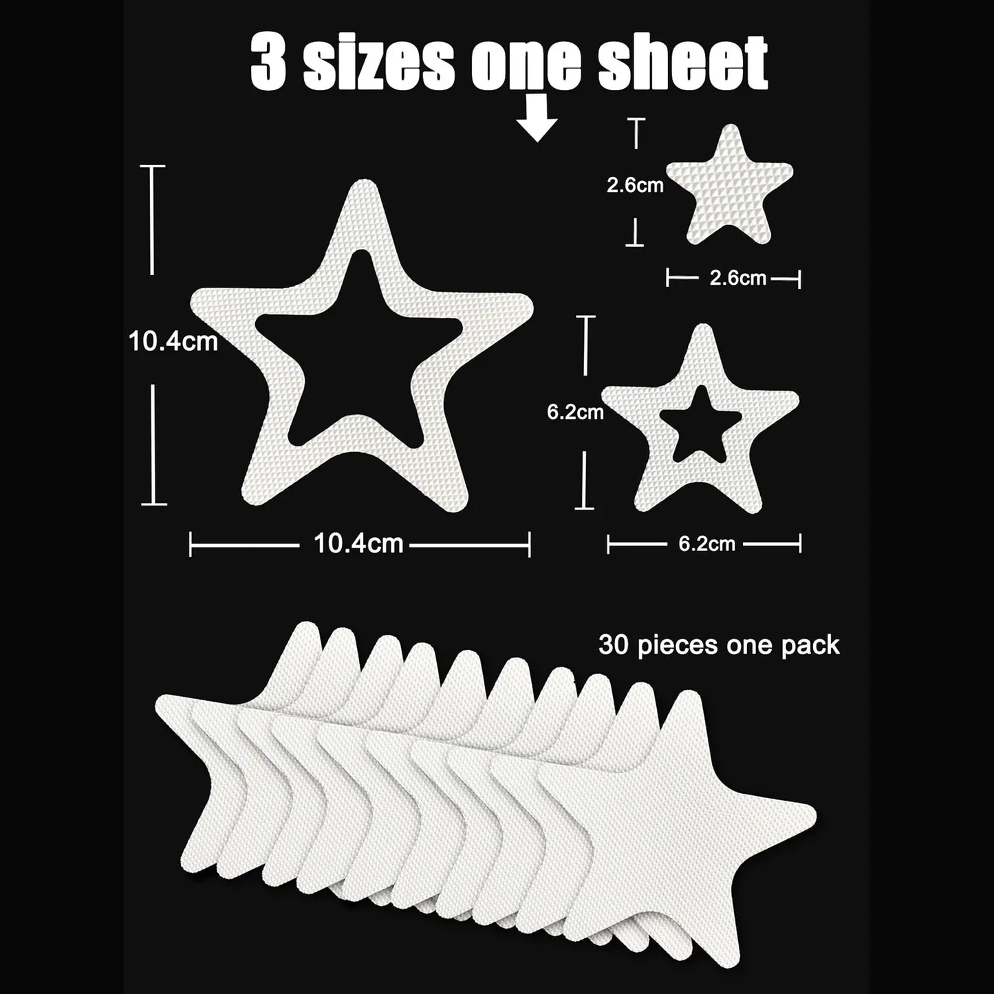 10 PCS Anti Slip Shower Tread Sticker Safety Bathtub Strips Premium Adhesive Star Snowflak Decals for Bath Tub Shower Stairs