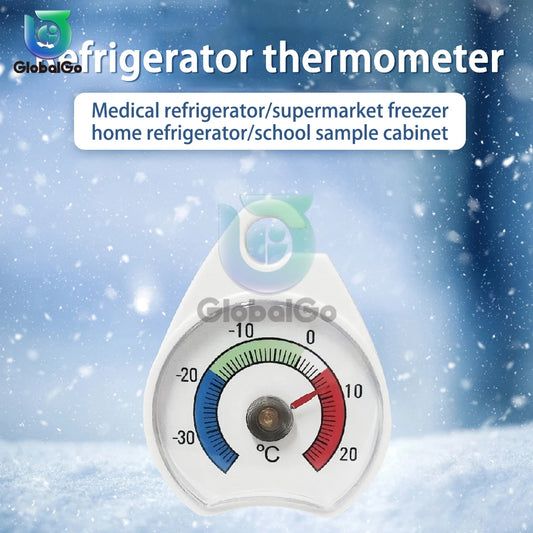 -30 - 20°C Refrigerator Freezer Thermometer Fridge Refrigeration Temperature Gauge with Hook Home Temp Stand Dial Type