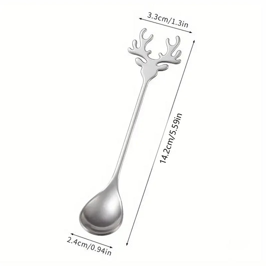 4/8pcsStainless steel elk spoon Home dessert spoon coffee spoon tea spoon Christmas elk design exquisite tableware