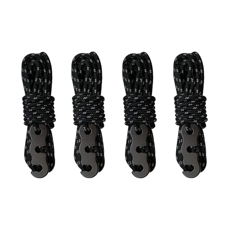 4 Outdoor Tent Ropes, Reflective Ropes Canopy Ropes Reinforced Windproof Ropes with Buckles To Ensure Safety Camping Accessories