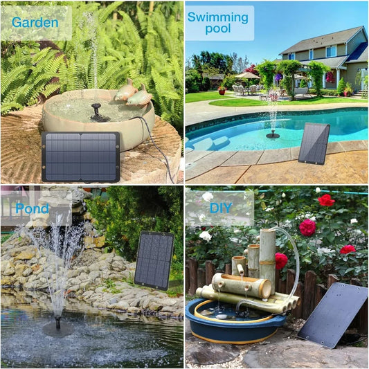 9w Solar Fountion Solar Water Fountain for Garden Floating Water Fountain with 4 Nozzles and Water Pipe Solar Fountain for Pond