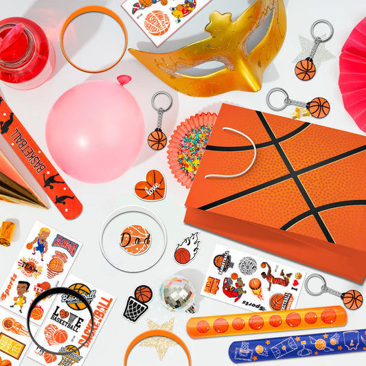 Basketball Party Favors,122pcs Basketball Themed Birthday Party Favors - Basketball Party Keychain Gift Bags Slap Bracelets