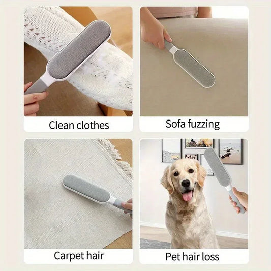 Double-sided Pet Hair Removal Brush - 1pc Reusable Lint Brush - Manual Electrostatic Sticky Lint Pet Hair Dust Brush for Clothin