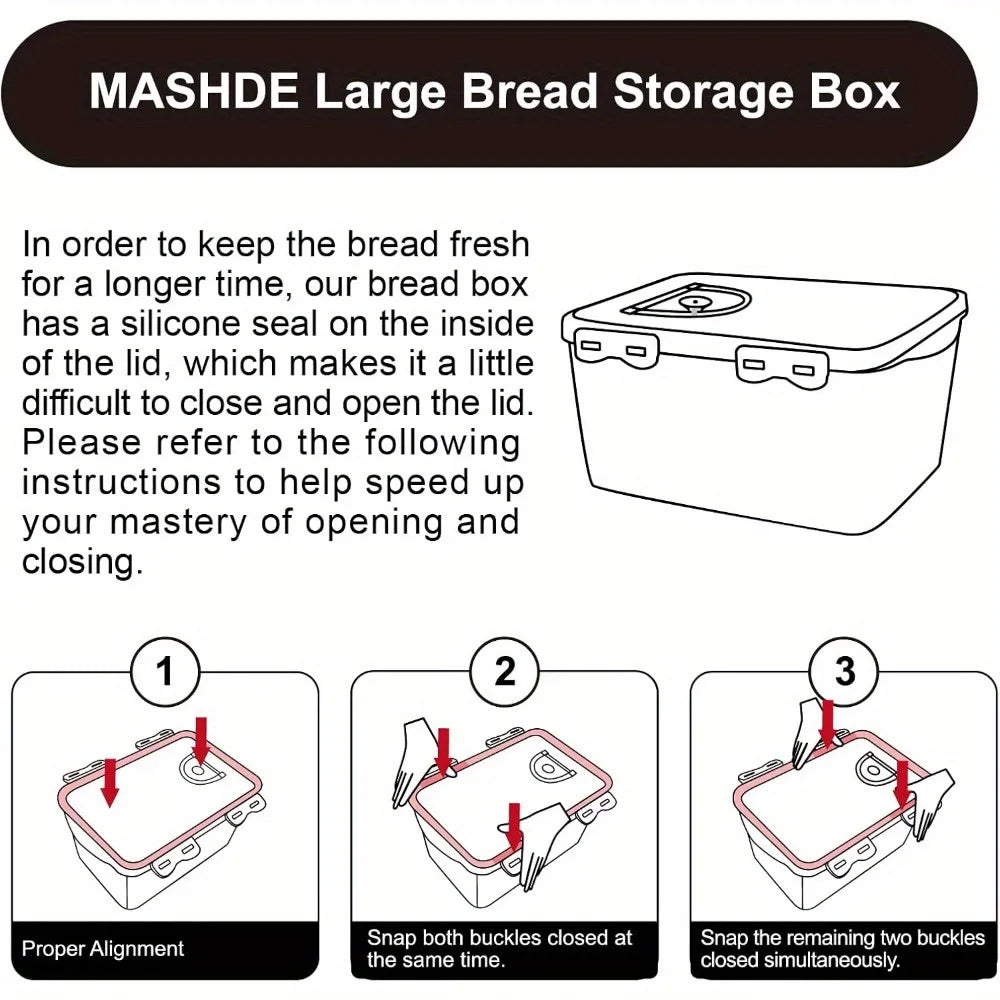 1Pcs Bread Box 3 Size Rectangular Bread Storage Boxes with Time Recording Clear Loaf Bread Container Airtight Bread Keeper Box