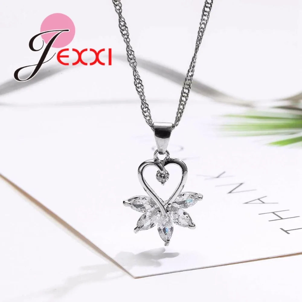 Wedding Accessories Jewelry Sets for Women Bridesmaid jewelry set 925 Sterling Silver Color Color Crystal Fashion Jewelry Set