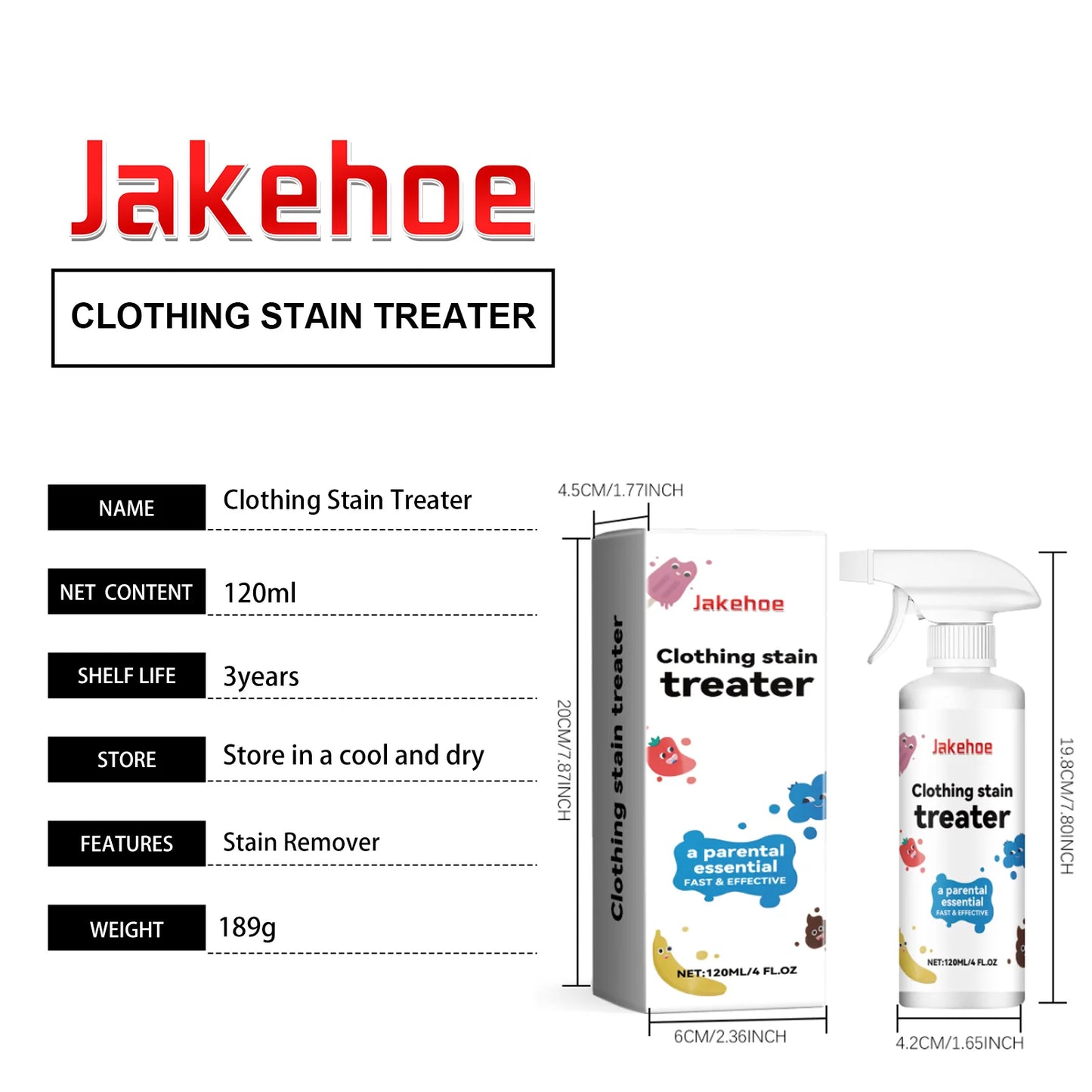 120ml Stain Remover Spray Effectively Clean Stubborn Stains Eliminate Odor Remove Yellowing & Whitening No Irritation No Residue