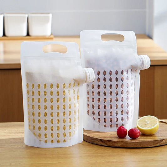 Food Storage Grain Bag Multigrain Pour Reusable Portable Bag Cereal Flour Bean Nut Rice Tea Powder Water Reusable Organizer Case