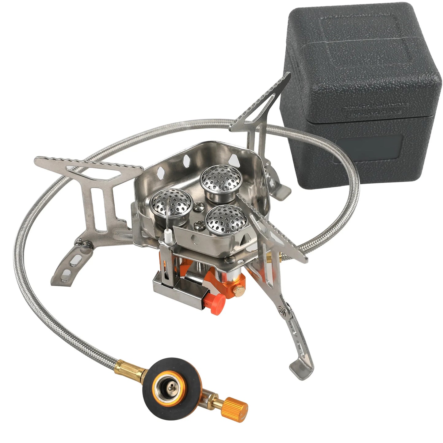 Outdoor portable stove head windproof three-head stove split folding stove head stainless steel climbing camping stove head