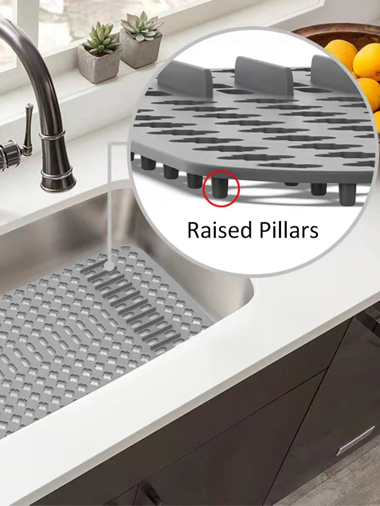 Silicone Sink Protector Heat-Resistant Anti-Slip Kitchen Sink Mats Sink Drainer Mat Reusable Sink Protector Mat for Kitchen