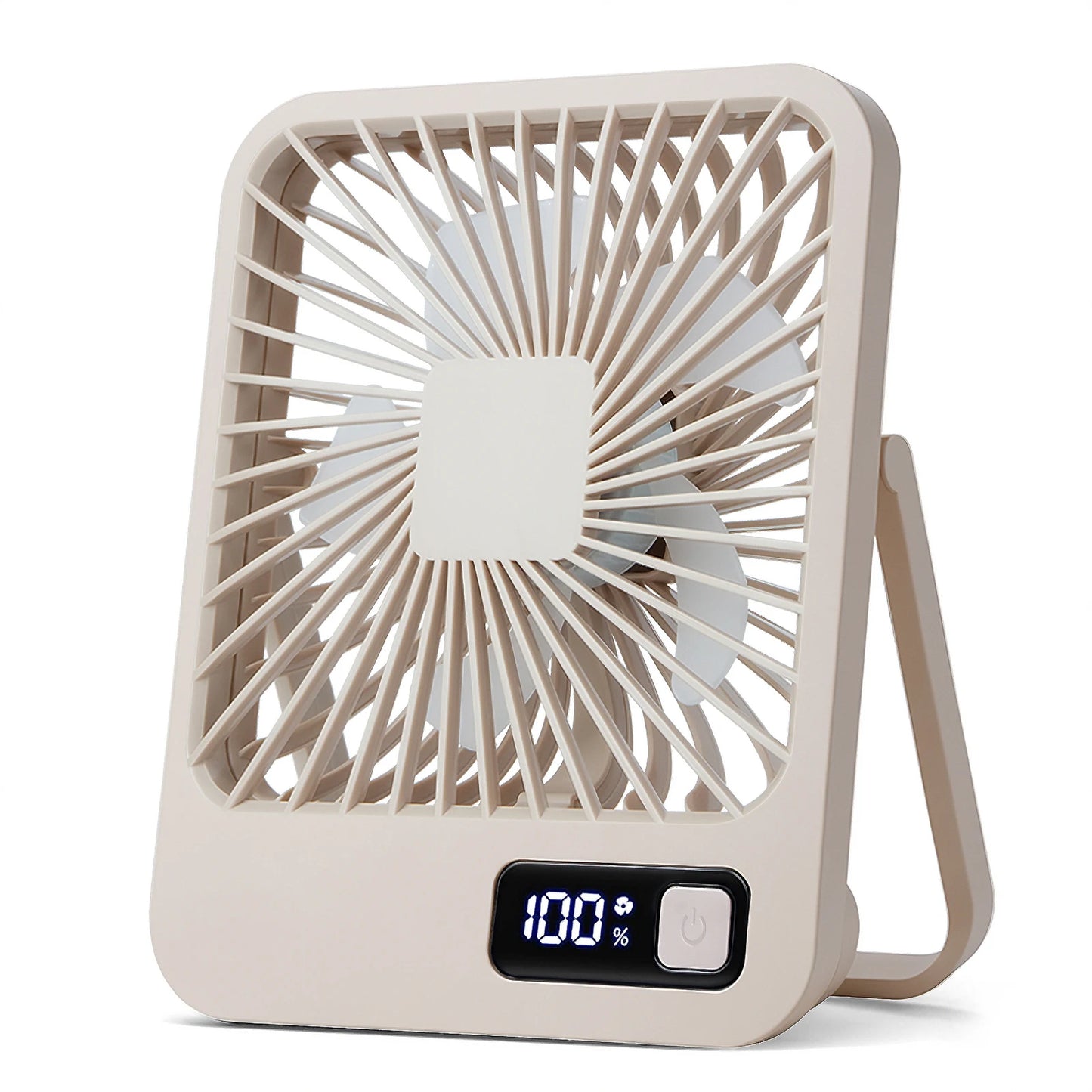 Desk Fan, Portable USB Rechargeable Fan, 180° Tilt Folding Personal Fan With Power Display, 5 Speeds Ultra Quiet Table Fan