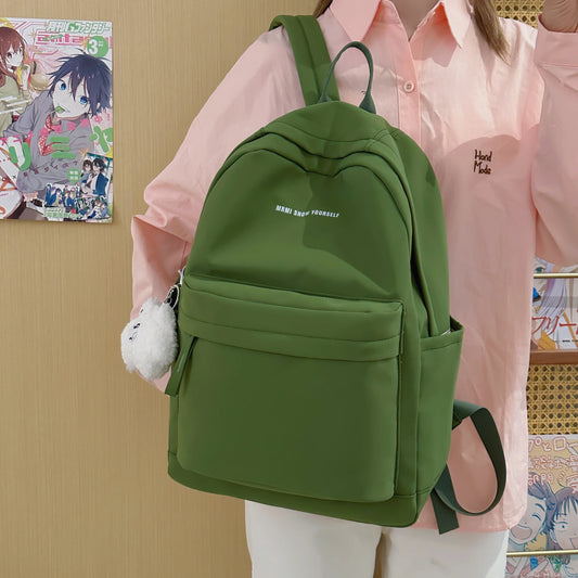 Schoolbags for junior high school girls. They are large-capacity, simple, versatile solid-color double-shoulder bags in ins styl